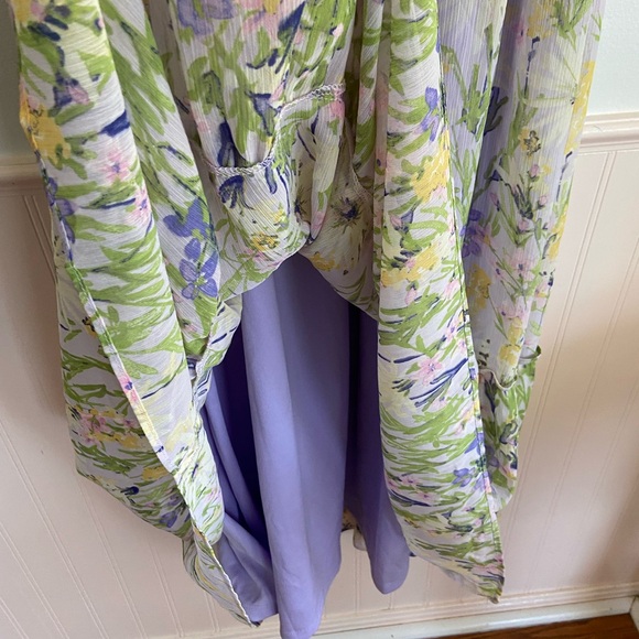 Taylor Chiffon Purple Floral High Neck Tiered Maxi Dress - Picture 5 of 8